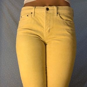 GAP yellow corduroy pants. Tapered at the end.